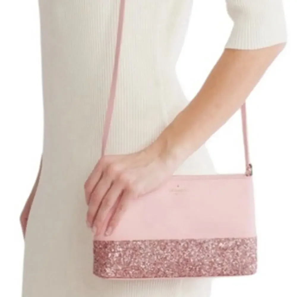 Kate Spade New York Flash Pink Crossbody Sparkled Glitter Leather Bag Chic NWT